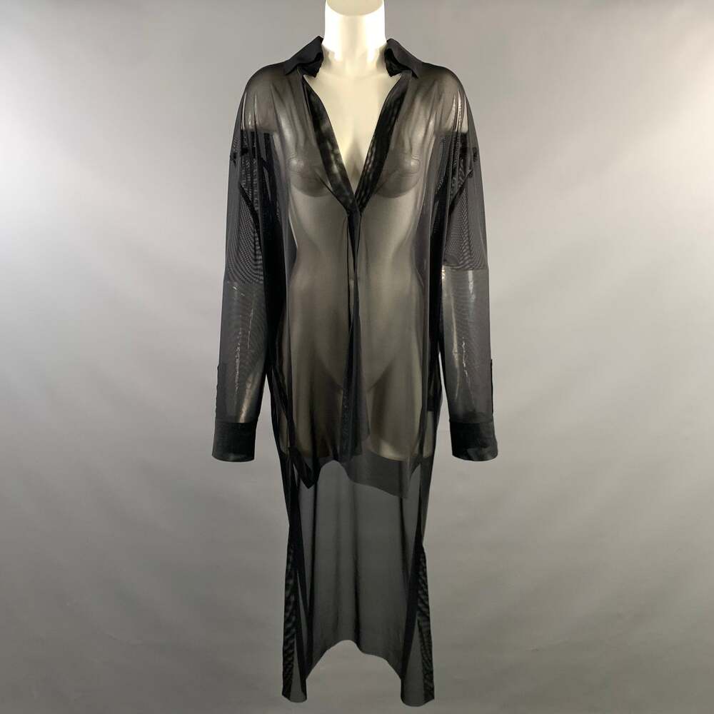 NORMA KAMALI Size M Black Nylon & Spandex See Through Tunic Shirt
